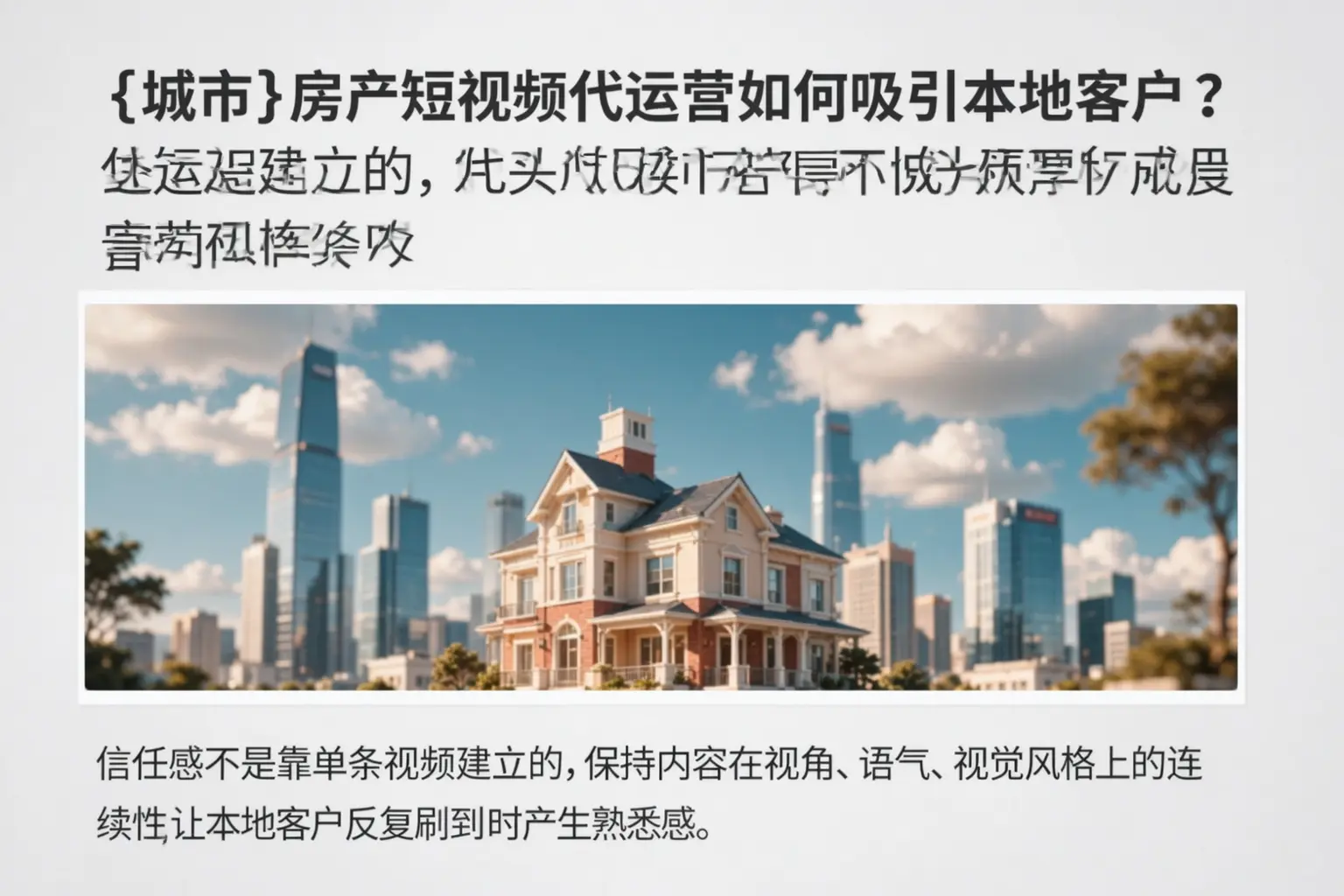 长葛房产短视频代运营如何吸引本地客户？